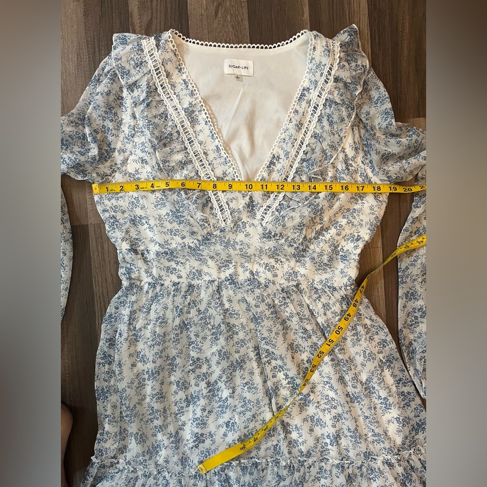 Sugar Lips Stop And Stare Floral Print Ruffled Mini Dress SZ L - Picture 11 of 16